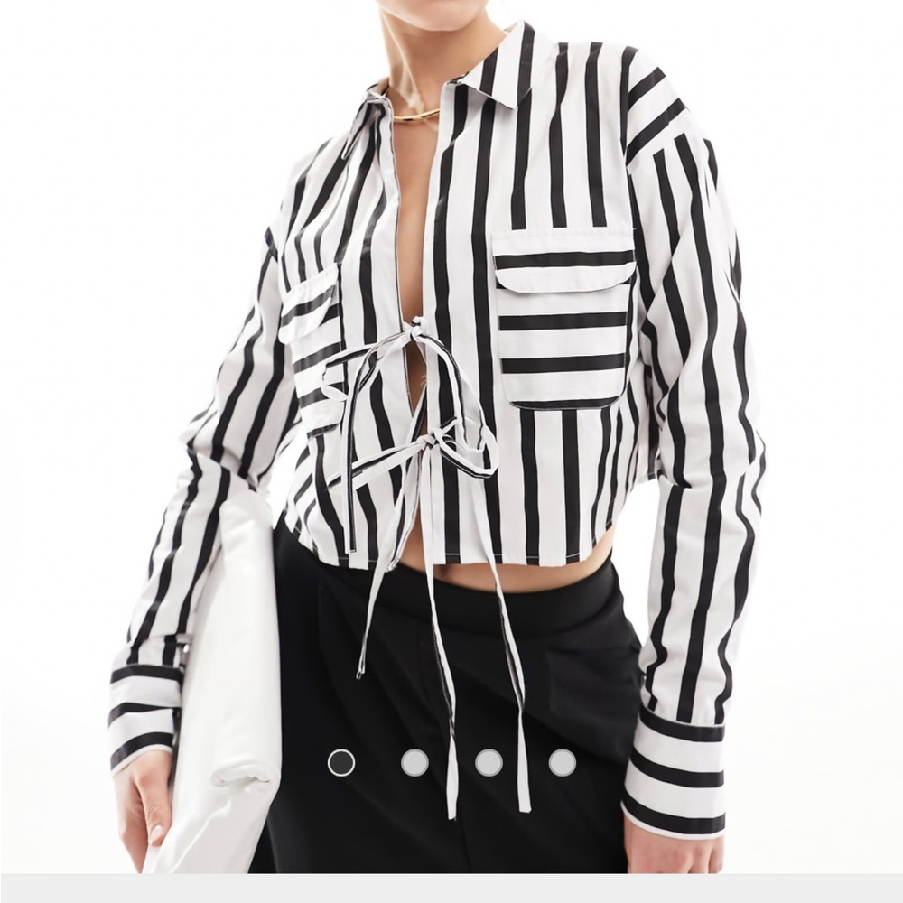 ASOS Black and White Striped Crop Top